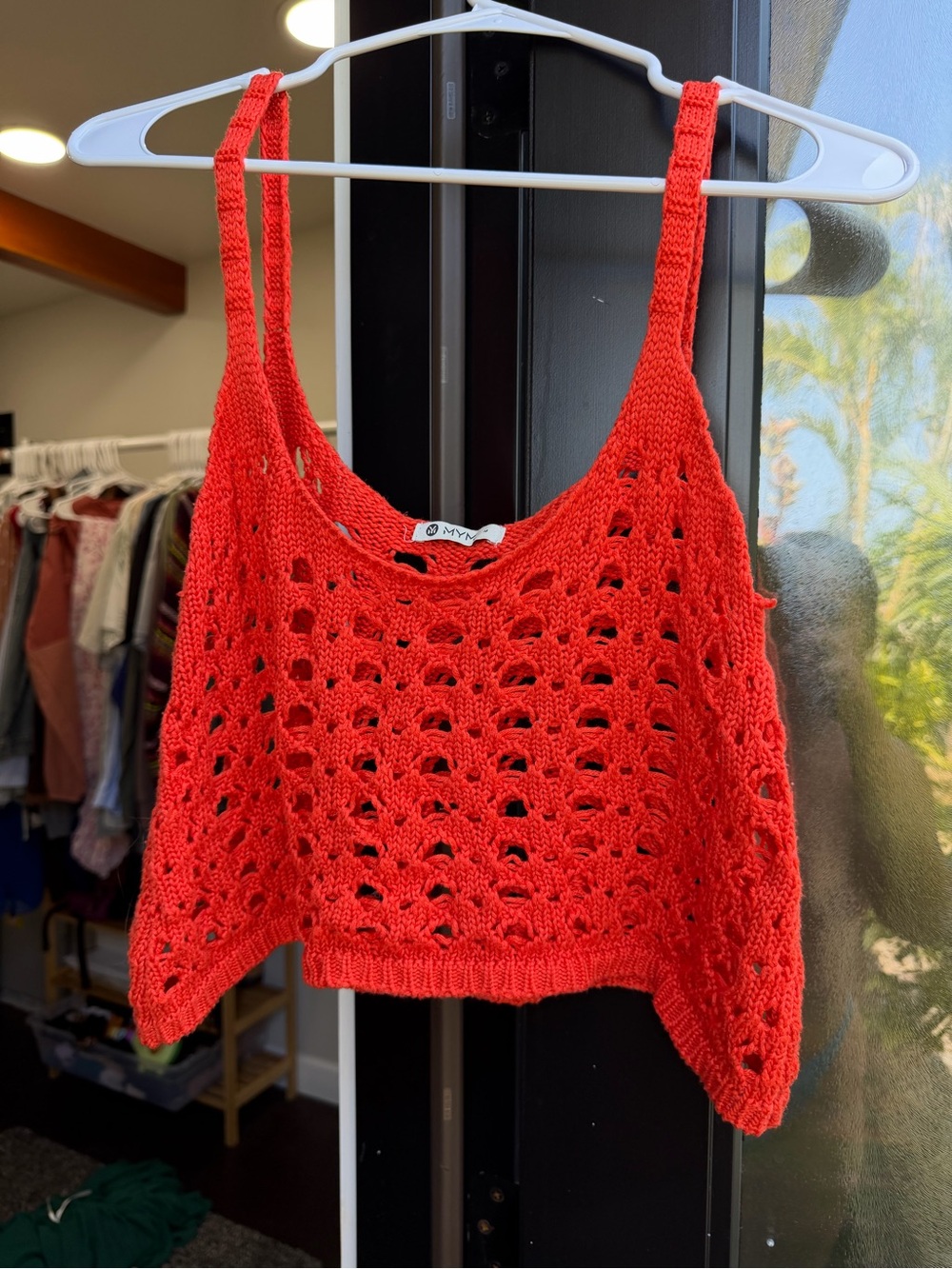 Myne Red Crochet Crop Camisole